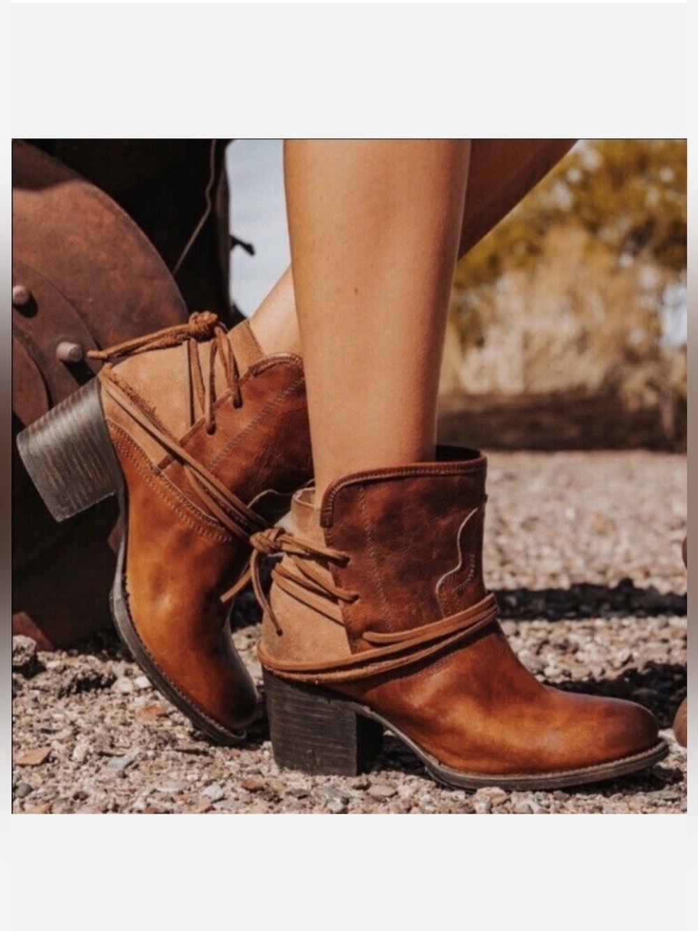 Freebird Casey Size 9 Women’s Western Boho Leather Ankle Boots Cognac